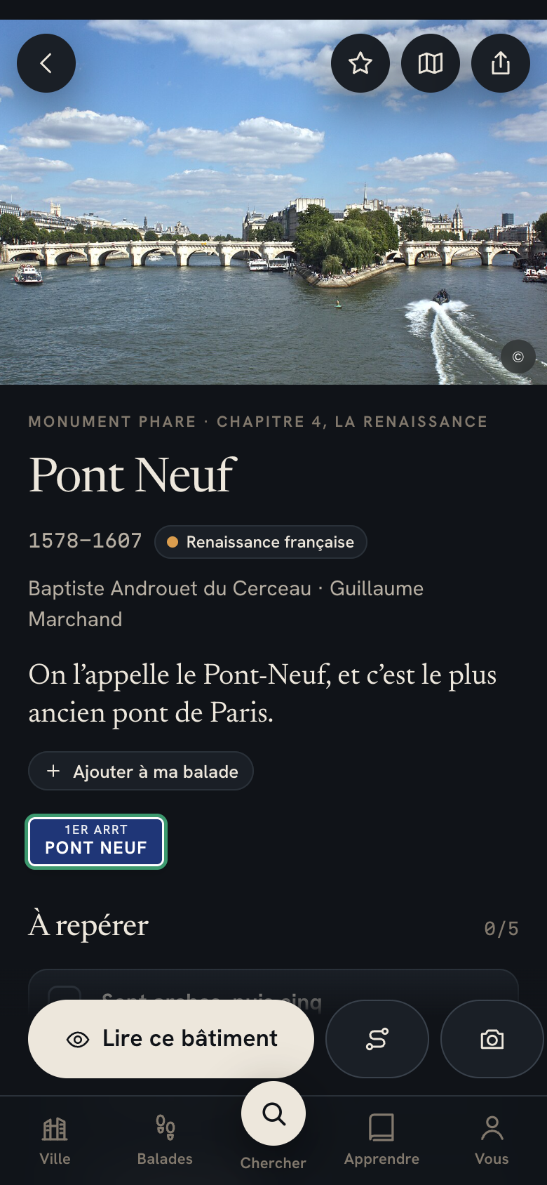 La page du Pont-Neuf avec le curseur hier et aujourd’hui