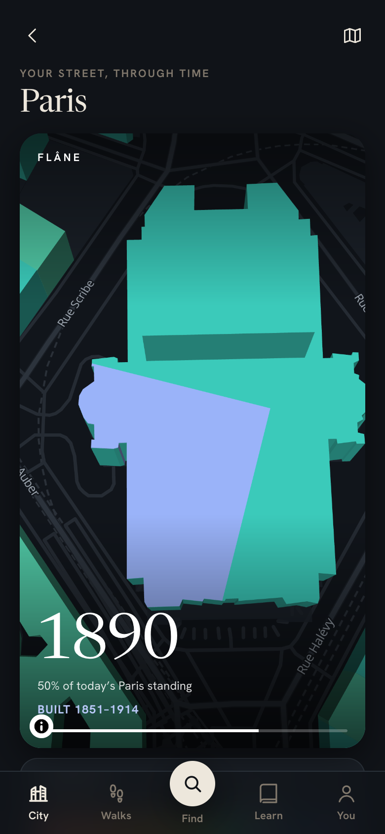 Your street through time: the block around an address, rebuilt year by year